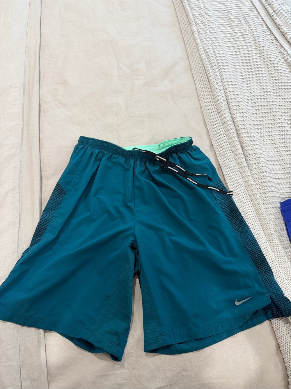 Nike Men’s Teal Athletic Shorts with Mint Waistband